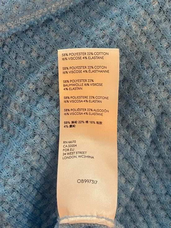 Free People Sky Blue Off-Shoulder Waffle Knit Top - Picture 4 of 5